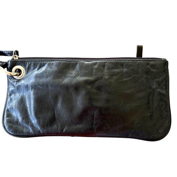 Sophia Visconti Black Leather Wristlet Wallet Purse Silvertone Looks New - Picture 4 of 9